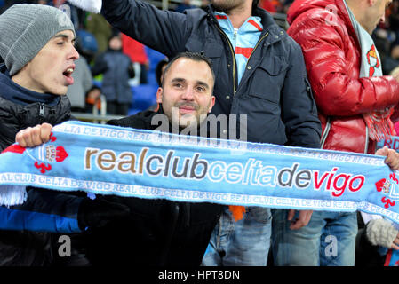 Kharkiv, Ukraine. 23 février 2017. Au cours de la des fans Celta FC Ligue Europa ronde de 32 Correspondance entre marche arrière (Shakhtar Donetsk, Ukraine) et (Celta Vigo, Espagne) au stade Metalist le 23 février 2017 à Kharkiv, Ukraine Credit : Anatoliy Cherkasov/Alamy Live News Banque D'Images