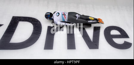 Königssee, Allemagne. Feb 24, 2017. Athlète belge Kim Meylemans en action à l'IBSF Bobsleigh et skeleton Championnats du Monde 2017 à Schoenau am Königssee, Allemagne, 24 février 2017. Les Championnats du Monde 2017 IBSF lieu jusqu'au 26 février 2017. Dpa : Crédit photo alliance/Alamy Live News Banque D'Images