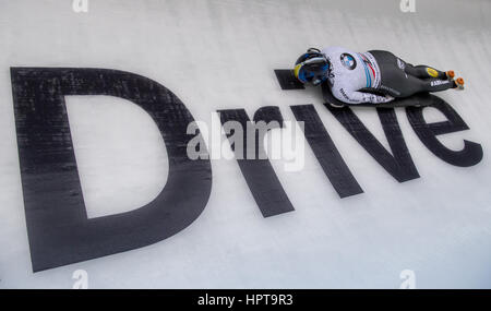 Königssee, Allemagne. Feb 24, 2017. Athlète belge Kim Meylemans en action à l'IBSF Bobsleigh et skeleton Championnats du Monde 2017 à Schoenau am Königssee, Allemagne, 24 février 2017. Les Championnats du Monde 2017 IBSF lieu jusqu'au 26 février 2017. Dpa : Crédit photo alliance/Alamy Live News Banque D'Images