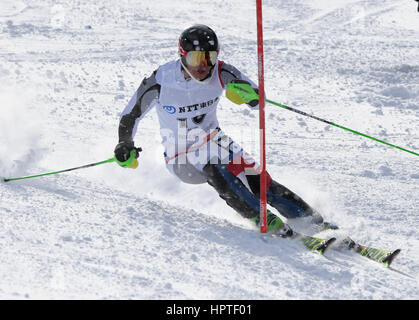 Sapporo, Japon. Feb 25, 2017. Tae-hyeon Kim de Corée du Sud au cours de la concurrence slalom de ski alpin à la Sapporo 2017 Jeux Asiatiques d'hiver à Sapporo, Japon, le 25 février 2017. Il Crédit : Summer Palace/Xinhua/Alamy Live News Banque D'Images