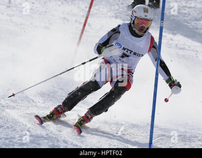 Sapporo, Japon. Feb 25, 2017. Jung Dong-hyun de Corée du Sud au cours de la concurrence slalom de ski alpin à la Sapporo 2017 Jeux Asiatiques d'hiver à Sapporo, Japon, le 25 février 2017. Il Crédit : Summer Palace/Xinhua/Alamy Live News Banque D'Images