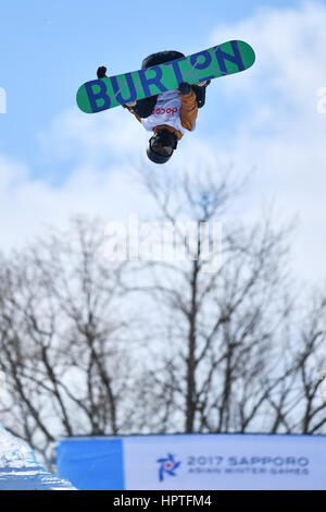 Hokkaido, Japon. Feb 25, 2017. Yiwei Zhang (CHN) : snowboard halfpipe hommes au cours de la 2017 Jeux Asiatiques d'hiver de Sapporo à Bankei Ski Park à Hokkaido, Japon . Credit : AFLO SPORT/Alamy Live News Banque D'Images