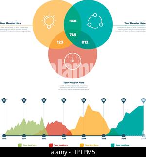 Éléments infographiques. Graphique en courbes et cercles Illustration de Vecteur