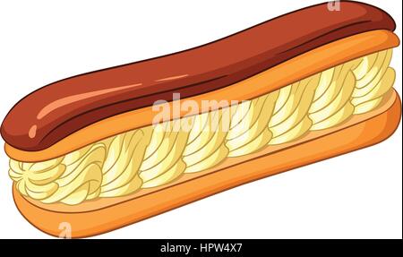 Pâtisserie Eclair remplis d'une crème au chocolat surmontée d'icin Illustration de Vecteur