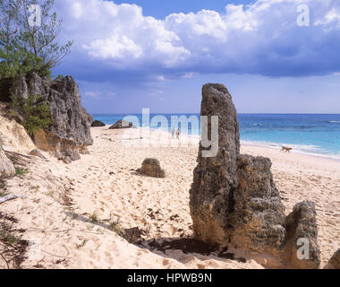 Vue sur la plage, Warwick Long Bay, Warwick Parish, Bermudes Banque D'Images