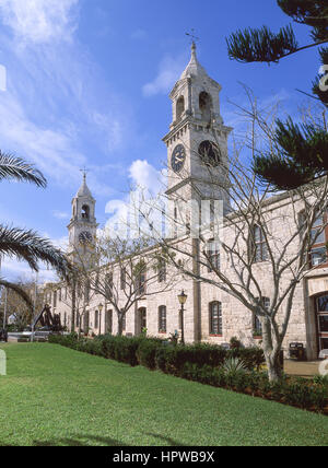 Le bâtiment de l'horloge entrepôt historique, Royal Naval Dockyard, Sandy's Parish, Bermudes Banque D'Images