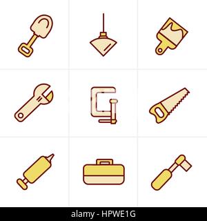 Icônes de Style Basic - Construction d'outils et icônes Illustration de Vecteur