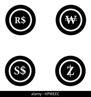 L'icône des pièces, du vrai Brésil , wons, Dollars de Singapour Illustration de Vecteur