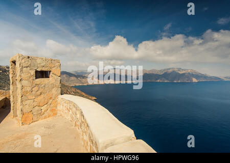 Ruines de Cabo Tinoso canons près de Carthagène Mazarron Murcia Espagne au jour ensoleillé. Banque D'Images