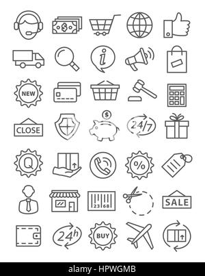 Shopping Line icons Illustration de Vecteur