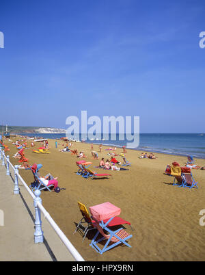 Vue sur la plage, Sandown, Isle of Wight, Angleterre, Royaume-Uni Banque D'Images