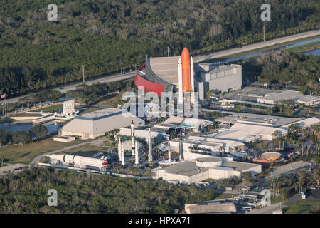 Cape Canaveral, Orlando, FL - février 17, 2017 : Vue aérienne de l'ensemble du complexe de la nasa. Kennedy Space Center museum Banque D'Images