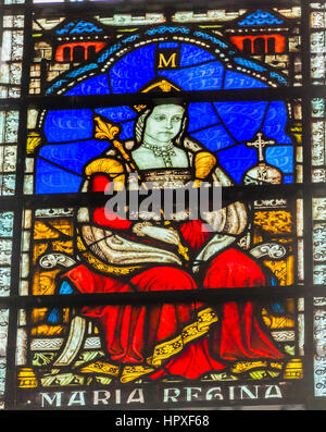 Bloody Mary Queen Vitraux 13ème siècle Chapter House Londres Angleterre Église de l'abbaye de Westminster. Marie est la reine de 1153 à 1558 avant d'Elizabeth Banque D'Images