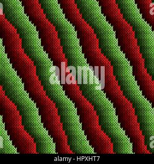 L'alternance de bandes dans des tons rouges et verts forment un vecteur comme un modèle de tricot de texture tissu Illustration de Vecteur