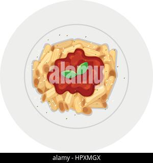 Pâtes penne avec sauce tomate illustration Illustration de Vecteur