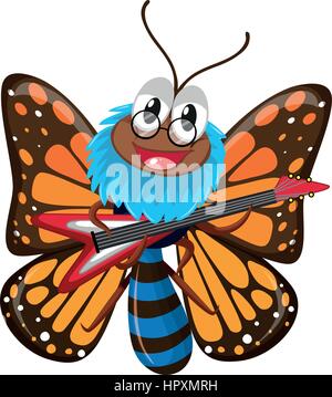 Illustration papillon playing electric guitar Illustration de Vecteur