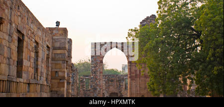 Complexe qûtb Minâr, Delhi, Inde. Banque D'Images