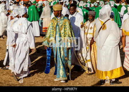 Les chrétiens éthiopiens Timkat (Epiphanie) célèbre Jan, terrain de sport, Meda, Addis Abeba, Ethiopie Banque D'Images