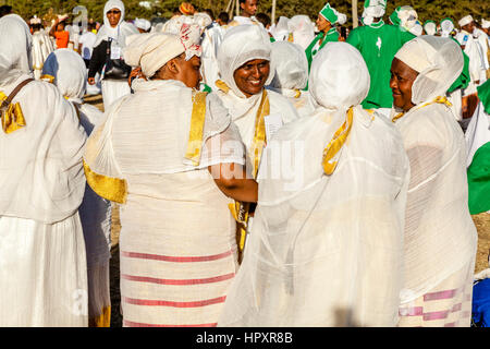 Les chrétiens éthiopiens Timkat (Epiphanie) célèbre Jan, terrain de sport, Meda, Addis Abeba, Ethiopie Banque D'Images