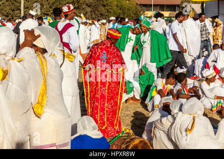 Les chrétiens éthiopiens Timkat (Epiphanie) Célébrer à la Jan Meda Terrain de sport, Addis-Abeba, Ethiopie Banque D'Images