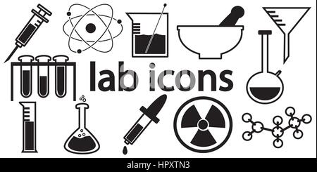 Icônes de laboratoire isolé vecteur fond blanc. Illustration de Vecteur