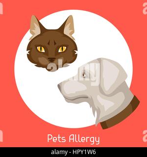 Animaux domestiques allergie. Vector illustration pour sites web médicaux Médicaments publicité Illustration de Vecteur