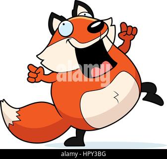 Une bonne caricature fox danse et souriant. Illustration de Vecteur