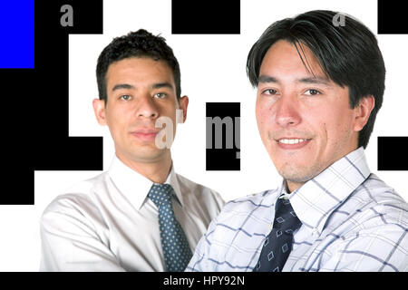 Des partenaires commerciaux sur un fond blanc Banque D'Images