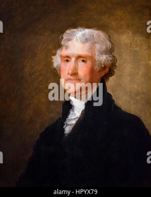 Thomas Jefferson. Portrait du 3e président des États-Unis, Thomas Jefferson (1743-1826) par Gilbert Stuart, huile sur bois, c.1821 Banque D'Images