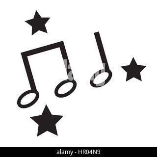 Notes de musique étoiles blanches icons vector isolé en fond blanc. Illustration de Vecteur