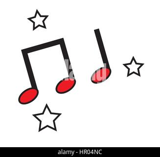 Notes de musique étoiles blanches icons vector isolé en fond blanc. Illustration de Vecteur