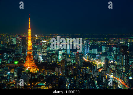 La tour de Tokyo dans la nuit de Roppongi Banque D'Images