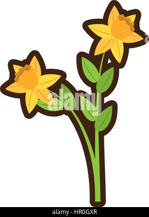 Fleur fleurs printemps jonquille cartoon Illustration de Vecteur