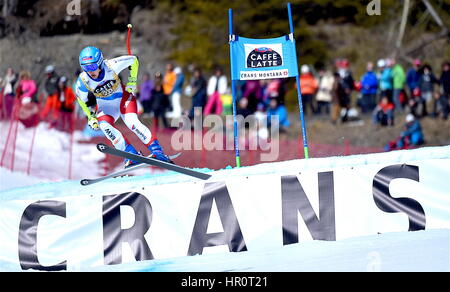 Crans-Montana, Suisse. 25 février 2017. La Coupe du Monde FIS de Ski Alpin Dames, Super-G, Joana Haehlen (SUI) 26e Photo : Cronos/Frédéric Dubuis/Alamy Live News Banque D'Images