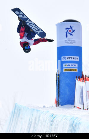 Hokkaido, Japon. Feb 25, 2017. Nedefuji Ayumu (JPN) : snowboard halfpipe hommes au cours de la 2017 Jeux Asiatiques d'hiver de Sapporo à Bankei Ski Park à Hokkaido, Japon . Credit : AFLO SPORT/Alamy Live News Banque D'Images