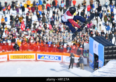 Hokkaido, Japon. Feb 25, 2017. Nedefuji Ayumu (JPN) : snowboard halfpipe hommes au cours de la 2017 Jeux Asiatiques d'hiver de Sapporo à Bankei Ski Park à Hokkaido, Japon . Credit : AFLO SPORT/Alamy Live News Banque D'Images