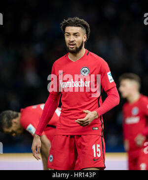 L'Frankfurt Michael Hector lors de la Bundesliga match de foot entre Hertha BSC et l'Eintracht Francfort dans le Stade Olympique de Berlin, Allemagne, 25 février 2017. Photo : Thomas Eisenhuth/dpa Banque D'Images