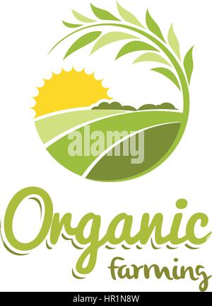 Résumé isolé forme ronde couleur vert prairie ensoleillée, logotype logo agricole d'illustration vectorielle. Illustration de Vecteur