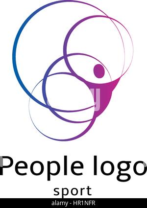 Résumé isolés couleur rose silhouette du corps humain avec des cercles sur fond blanc Logo vector illustration. Illustration de Vecteur