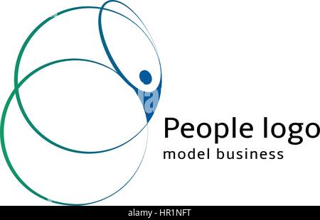 Résumé isolés couleur bleu et vert silhouette du corps humain avec des éléments circulaires sur fond blanc Logo vector illustration. Illustration de Vecteur