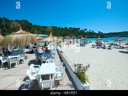 Bar de plage, Cala Mondrago, Majorque, Baleares, Espagne Banque D'Images