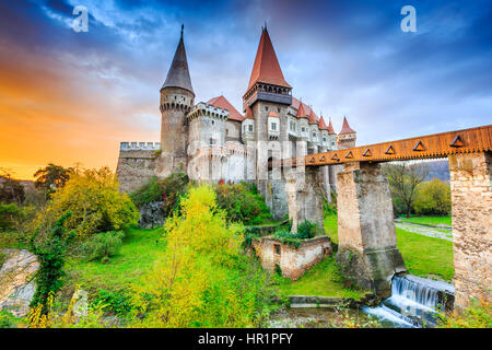 Corvin's Castle - Château Hunyad en Hunedoara, Roumanie. Banque D'Images