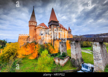 Corvin's Castle - Château Hunyad en Hunedoara, Roumanie. Banque D'Images