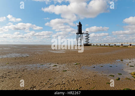 Leuchtturm Obereversand Dorum-Neufe, port de pêche Banque D'Images