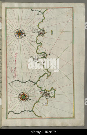 La carte de Piri Reis - la côte algérienne d'Alger - Walters W658270B - Page complète Banque D'Images