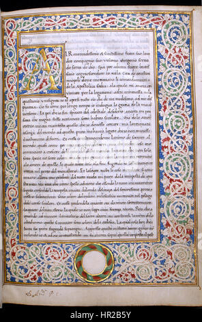 Le Pape Grégoire I - Feuilles de Moralia dans Job - Walters W3381R - Avers ouvert Banque D'Images