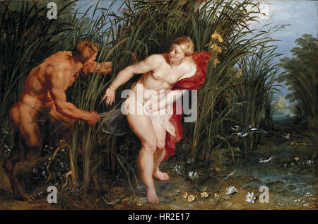 Pan et Syrinx, une peinture de Peter Paul Rubens et Jan Brueghel l'Ancien, créée entre 1617 et 1619, représentant les figures mythologiques Pan et Syrinx. Banque D'Images