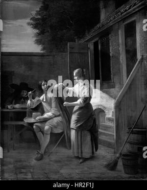 Pieter de Hooch - à l'extérieur de la Taverne Banque D'Images