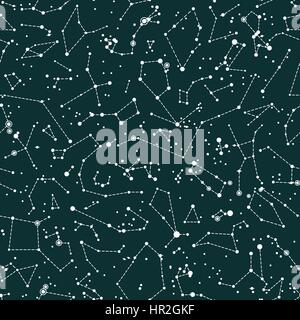 Transparente avec motif vecteur constellations sur fond vert tableau. Arrière-plan de l'école scientifique Astronomie Illustration de Vecteur