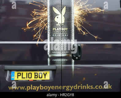 Marque Playboy energy drink véhicule promotionnel, Londres Banque D'Images